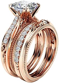 Anéis de noivado para mulheres ROUND ROUNS CUT ZIRGENGENGIND RINGS PARA MULHERES Jóias de anéis de casamento empilháveis