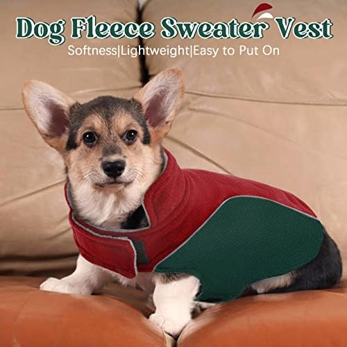 Jaqueta de cachorro de lã polar, vestuário para clima frio, casaco quente e macio reversível com coleira, cinta reflexiva de segurança