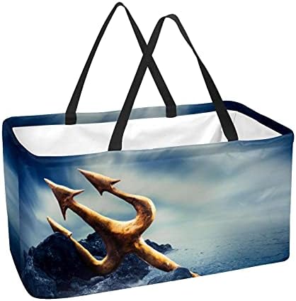 50l Squilhas de compradores tridente náutico Ocean Ocean Caixa de compras colapsável Bolsa de mercearia com alças, reutilizável