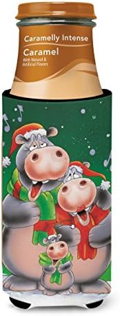 Tesouros de Caroline AAH7195MUK Hippo Family Caroling Ultra Hugger para latas finas, lata de manga mais refrigerada Machine lavável