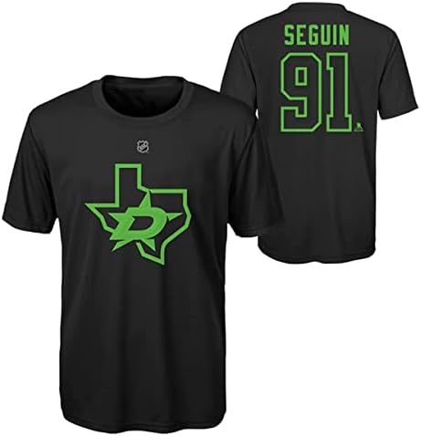Exterterstuff Tyler Seguin Dallas Stars #91 Tamanho da juventude Terceiro logotipo Nome do jogador e camiseta de Perfomance