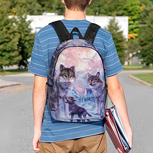 Mochila da família PSVOD Wolves, mochila laptop casual unissex, mochila da faculdade, viagens, trabalho e escola