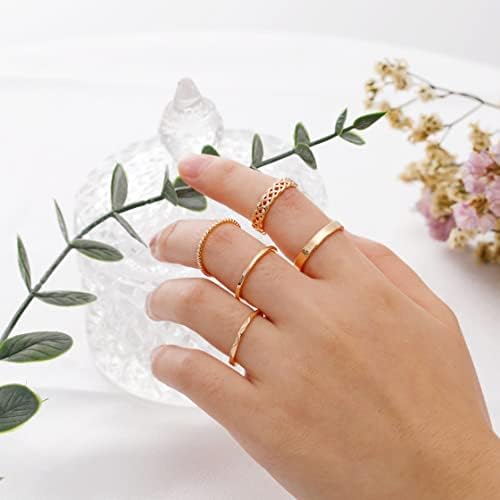 Honsny 14k anéis de ouro empilhando anéis para mulheres anéis de prata empilháveis ​​para meninas adolescentes tinzas de ouro