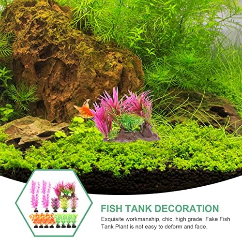 Luozzy 20pcs Plantas aquáticas artificiais Plantas aquários Decorações de tanques de peixe de capim -de -água falso
