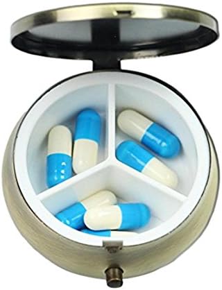 Caixa da caixa da comprimido Round Bronze Weekly Pill Organizadores Caixa Caixa decorativa- Caixa personalizada da caixa