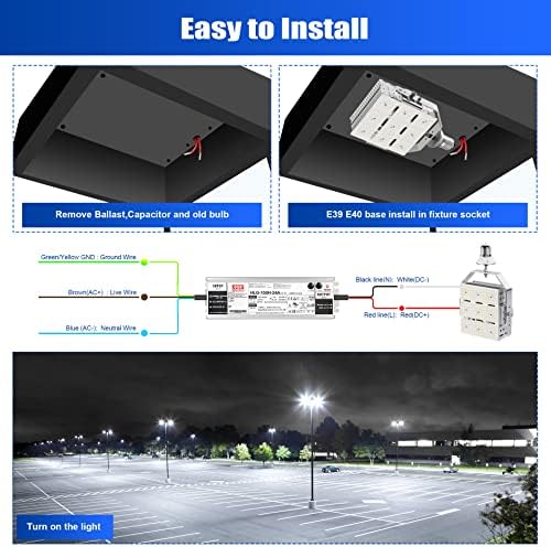 OpenLux 150W ShoeBox LED ROTAFIT KIT 21750LM, E39 MOGUL BASE 5000K LED LED LUZ para luzes de estacionamento, certificado ETL, AC 100-277V