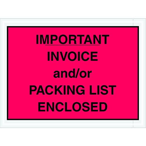 Red Adhesive Lateing List Lista de embalagem envelopes Impresso com Fatura importante e/ou lista de embalagem incluída, 4