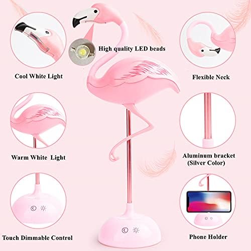 Fantasee Flamingo Lâmpada de mesa USB Lâmpada de cabeceira Berçário Night Touch Touch Dimmable For Child Crianças Quarto Domer