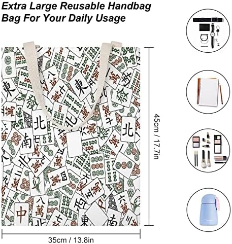 Mahjong telhas de lona bolsa de sacola estética de compras estéticas bolsas de pano fofo bolsa reutilizável para mulheres