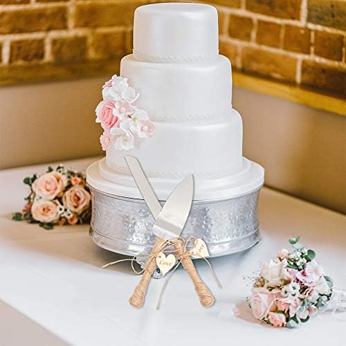 SenOver Love Rustic Assinando faca de bolo de casamento e servidor, faca de bolo de casamento, faca de bolo de casamento rústico