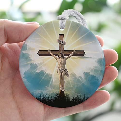 Ornamento Cristão da Páscoa ， Feliz Páscoa é para Jesus Ornamento ， Ornamento de cerâmica de ressurreição de Jesus