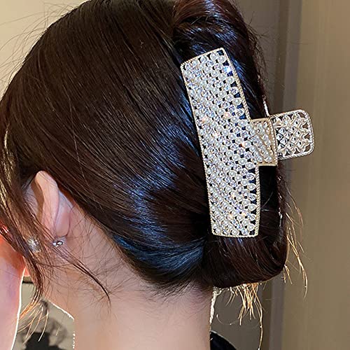 Jumwrit grande pérola cabana clipe de armário de cabelo clipe de cabelo forte hold metal clamp moda retângulo garra de cabelo para mulheres meninas