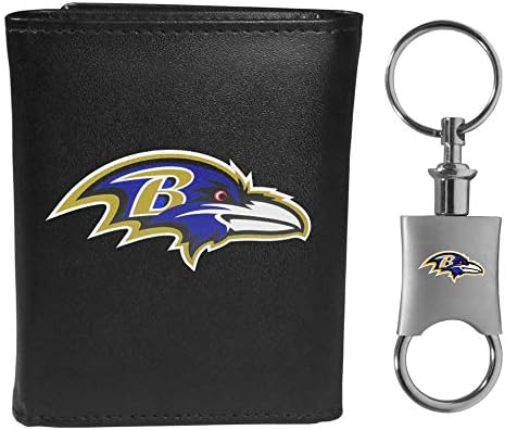 Siskiyou Sports NFL NFL Baltimore Ravens masculino Carteira Tri-Fold e Chave de Chave de Valet, preto, Tamanho único