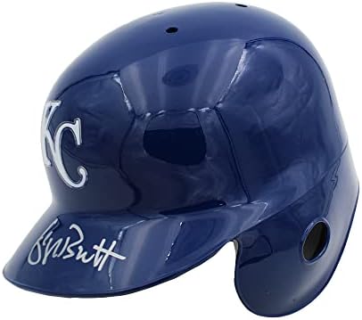 George Brett autografou/assinado Kansas City Rawlings Blue Baseball Helmet