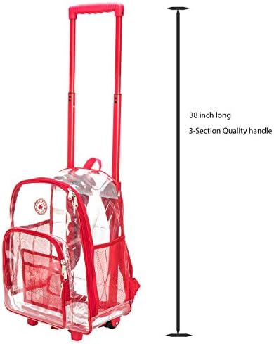 K-Cliffs Rolling Backpack Clear Mochila Pesada Bookbag Qualidade Veja através de sacolas de trabalho Daypack Daypack