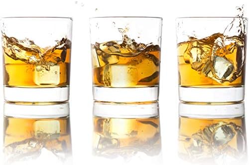 Amerigo Crystal Whisky Glass Conjunto de 4 na caixa de presente de luxo - Base pesada de uísque antiquado copos 12oz para