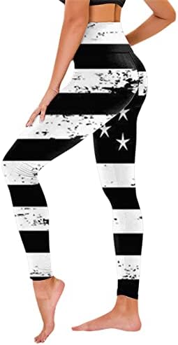 American Flag Leggings Feminino Mulher Controle do Dia da Independência Slim Pants Fitness Workout Compression Treles de exercícios de compressão