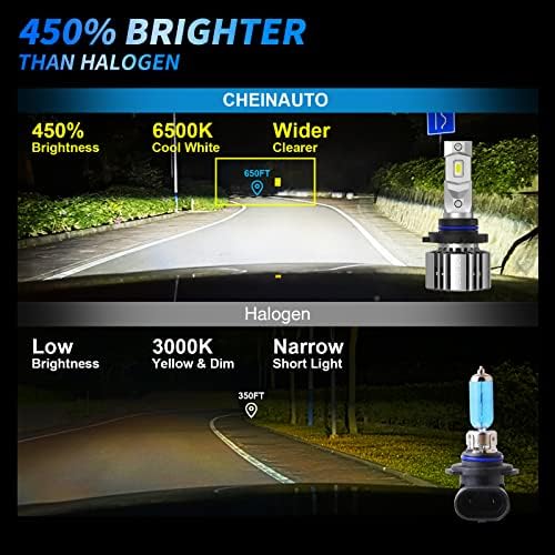 Cheinauto 9005 Bulbos de farol de LED, kit de lâmpadas de farol de feixe alto super brilhante e baixo, 80W 14000lm 6500k LED de luz