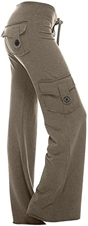 Mrgiinri Bootcut Yoga Pants for Women Casual Stretch Fitness Fitness Cargo Soft Pants Sortelas de cintura alta com bolsos
