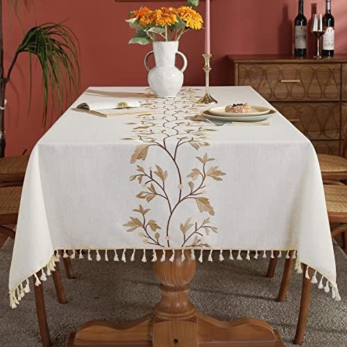 Tale da mesa de linho de algodão LAOLITOU PARA TABELA DE JANTAR A FARMHOUSE KITKEN TOLETULHA TOLETA DE CAFÉ CABELA TOLE DE CAFÉ, BEIGE, FLOR DE CAFÉ, 55X70 POLEGADA