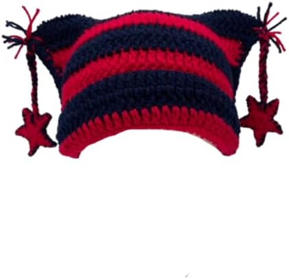 Chapéus de crochê de ponitrack para mulheres estrela gato gaiol vintage women women grunge acessórios de grãos desleixados