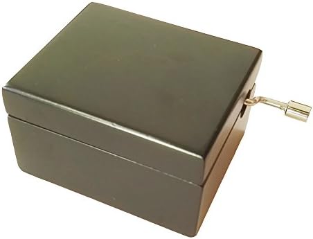 FNLY 18 Nota Mank Manivela Musical Box com movimento de plataforma de prata, caixa de presente de música negra, caixa