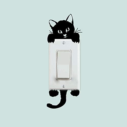 Adesivo removível do interruptor ， gatos pretos grisões de parede de desenho animado switch de luz de decoração de decoração de decoração de arte fofa adesivos de arte para crianças sala de estar de estar em casa quarto berçário de bebê decoração de carro de bebê