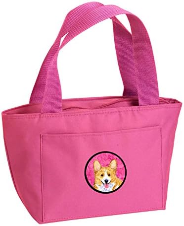 Tesouros de Caroline SS4762-PK-8808 Lunchagem corgi rosa, lancheira reutilizável isolável para o escritório de trabalho Picnic Beach,