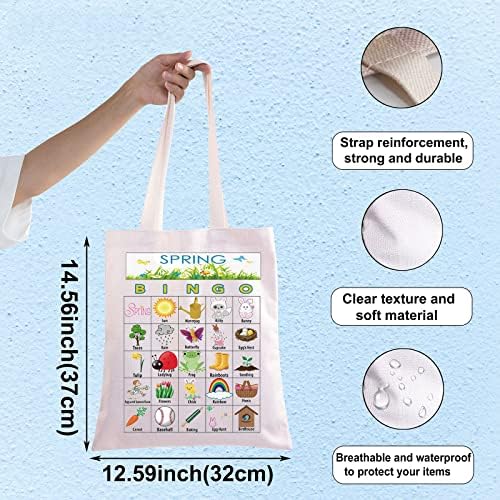 WZMPA Spring Bingo Game Bag Bag Spring Flower Spring Tema Saco de compras bolsa reutilizável para mulheres meninas