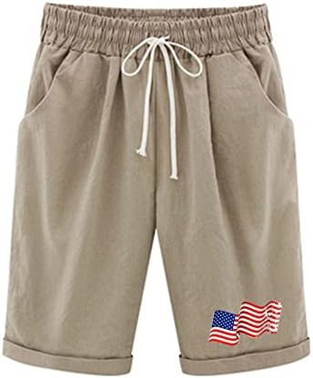 Shorts de carga feminina linho de algodão 5 '' Sweatpante de verão Ladies de cordão de ginástica elástica de ginástica ginástica calças esportivas