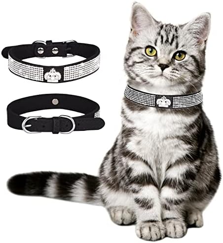 Vefsu 3 tamanhos ajustáveis ​​personalizados fofos deslumbrantes brilhantes de camurça macia cachorro gato gato de shinestone