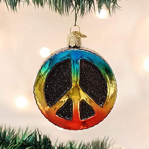 Ornamentos de Natal do Velho Mundo: Paz, sinal de vidro sonhado para a árvore de Natal, sinal de paz