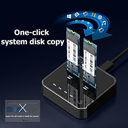 Discos rígidos externos de Jahh USB 3.1 Tipo C a M.2 Dual Bay Station Docking External Drive com clone offline para M2 SSD suporta 2TB HDD Holder