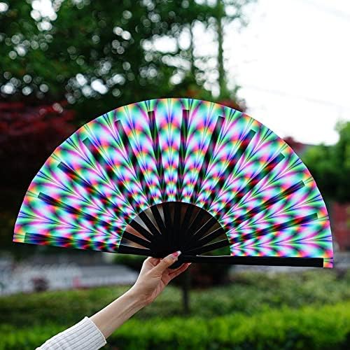 Gradiente Fã de ventilador dobrável colorido de um fã de dança grande fã FU FU 33cm fotografia kung n3g8 fibra de pano par ventilador