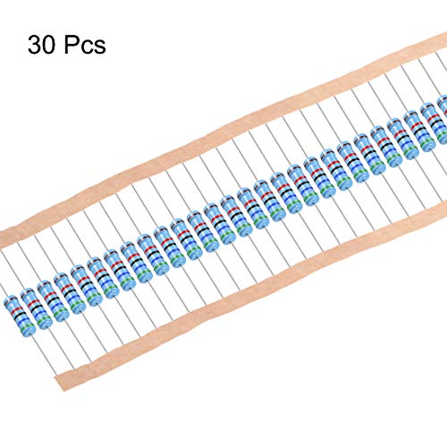 UXCELL 30PCS 56K OHM Resistor, 2W 1% Tolerância Resistores de filmes de metal, chumbo, 5 bandas para projetos eletrônicos e experimentos de bricolage