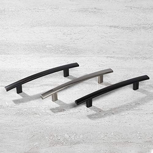 Ilyapa Black Kitchen Pandels - barra curva de 3 polegadas de orifício - 25 pacote de hardware de armário de cozinha