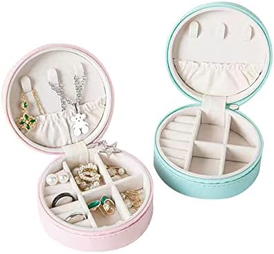 Organizador da caixa de jóias de viagem Viktorwan, capa de jóias portátil de couro por portátil para brincos, anéis, colares, pulseira, melhor presente para mulheres meninas, rosa