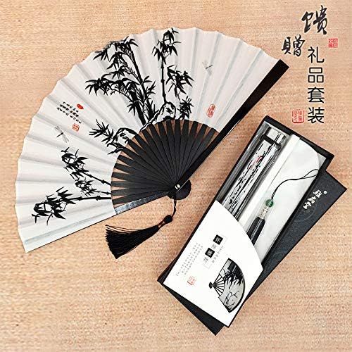 Ventilador dobrável do lyzgf, ventilador dobrável de mão chinesa fã de seda handheld de gato chinês com fã dobrável de molduras de bambu para dança de casamento decoração de parede de festa de cosplay, c c