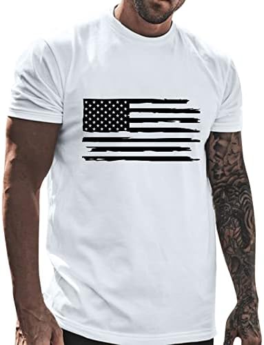 Soldado masculino de Beuu camisetas patrióticas de manga curta, Independence Day Retro American Flag Slim Fit Tee Tops