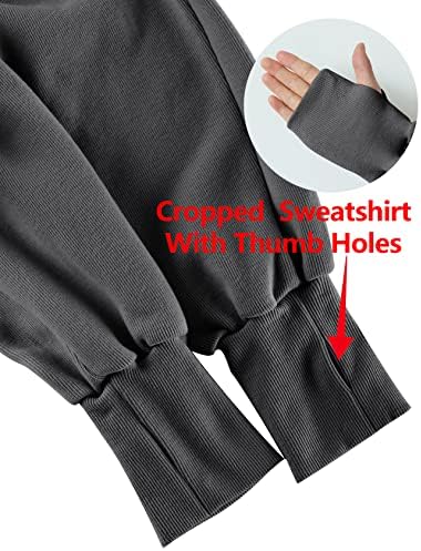 Wyeysyt Crop Crop Top Sweatshirt Ande de manga comprida moletom de coloração sólida casual moleto