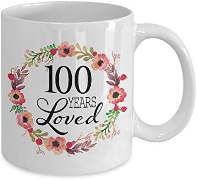 Presentes de 100º aniversário para mulheres - presente para 100 anos de idade - 100 anos amados desde 1920 - caneca de café branco para esposa mamãe nana avó ela ela