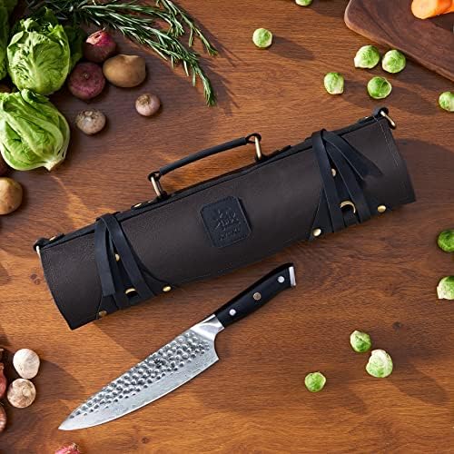 Série Kyoku Daimyo Nakiri Knife + Professional Chef Knife Roll Bag Black