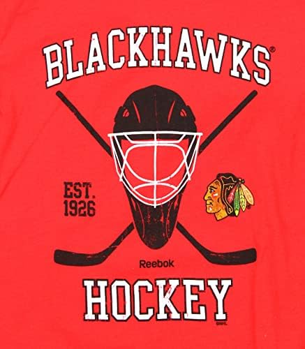 Reebok NHL Little Boys Kids Bat of Arms Slave Shirt, várias equipes (Chicago Blackhawk