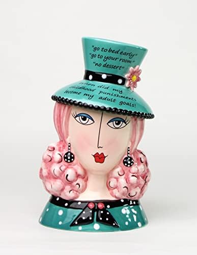 Cosmos Gifts Dollymama Pink Hair Lady Cookie Jar, 6 3/8 x 5 3/8 x 10 7/8 H, multicolorido