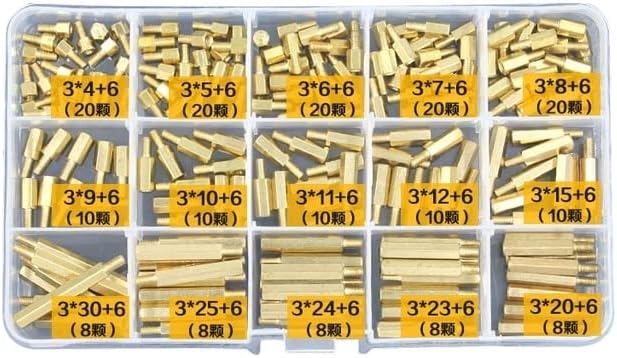 190pcs/kit m3 machos staneff staneff spacer placa de placa hexépora de parafusos hexáticos kit de variedade de porca com caixa de plástico -