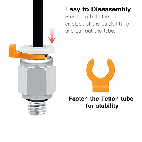 Tubação premium de alta temperatura resistente a temperaturas de 6m TPFE Teflon Tubo por filamento de 1,75 mm com acessórios pneumáticos pc4-m6 e pc4-m10 atualizados, cortador de teflon, clipes de coleta e chave de chave para Ender 3/3 Pro