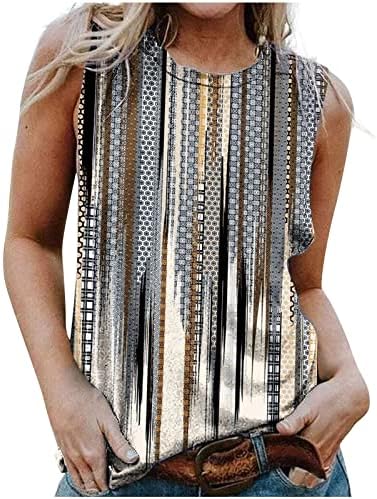 Tanques sem mangas femininos Camisetas étnicas ocidentais Blusa de impressão asteca vintage 2023 Tops de verão Tops Soly Fit