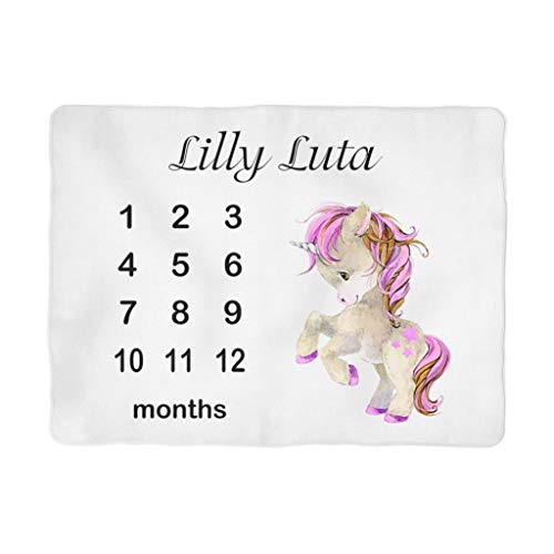 Milestone Baby Blaning Boy ou menina Custom Unicorn Baby Clanta personalizada Presente recém -nascido Monthly Growth Shower Minky