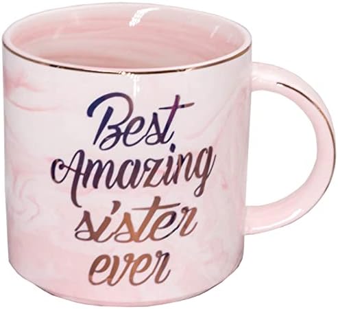 Presentes das irmãs de caça de caneca da irmã - Melhor Irmã Amazing Ever Mug - Presentes de aniversário engraçados para irmã de irmão Mulheres amigas - Novidade Idéia de presentes de Natal do Dia das Mães - Copa de cerâmica rosa fofa 11,5 onças