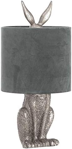 Hill 1975 Silver Hare Table Lamp com tom de veludo cinza, tamanho único, multi -color